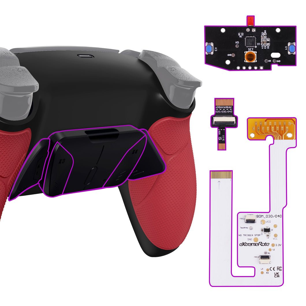Rubberized Red Remappable RISE4 V3 Remap Kit for PS5 Controller BDM-030/040/050 - YPFU6005G4