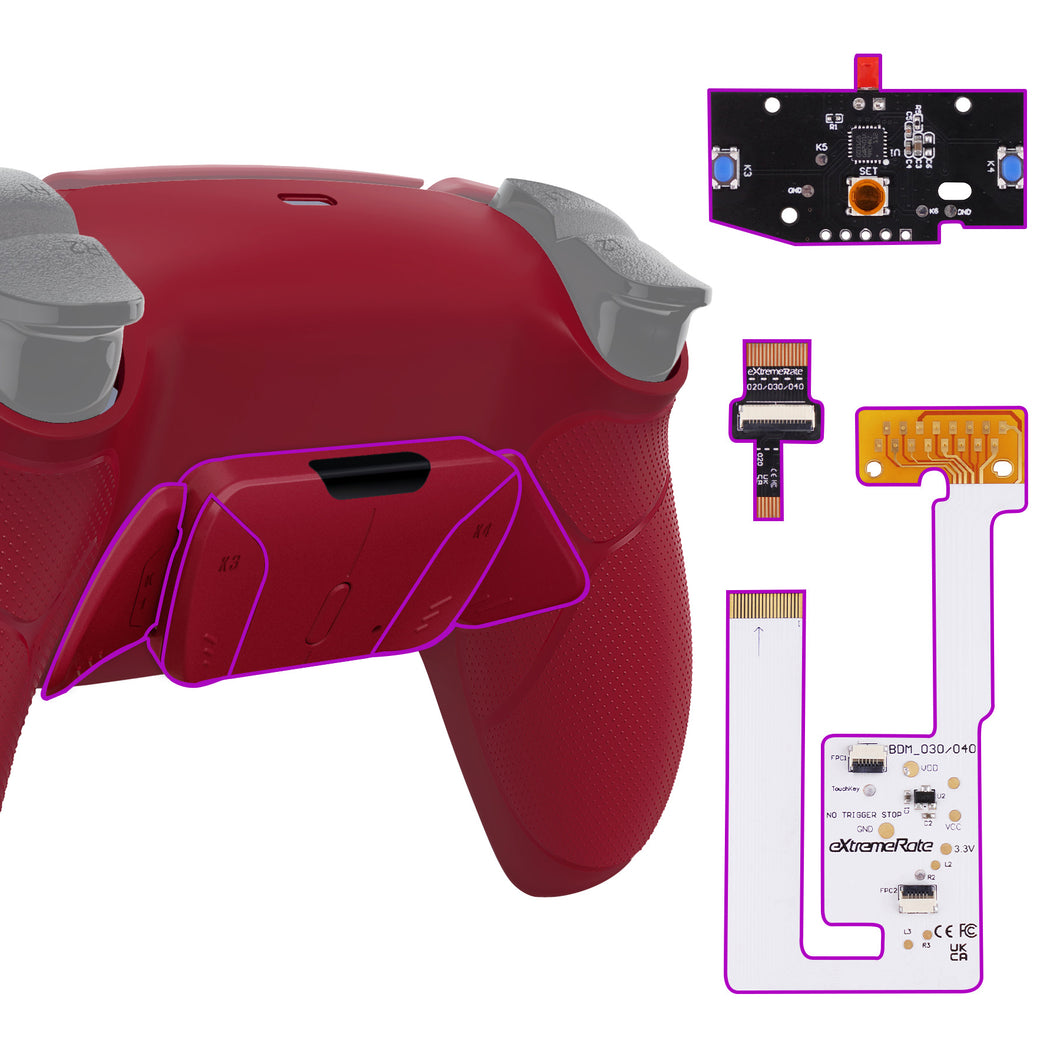 Rubberized Volcanic Red Remappable RISE4 V3 Remap Kit for PS5 Controller BDM-030/040/050 - YPFU6014G4