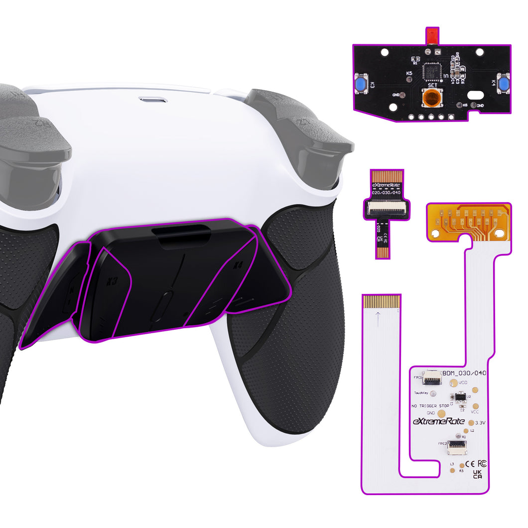 Rubberized White Black-Black Back Paddle Remappable RISE4 V3 Remap Kit for PS5 Controller BDM-030/040/050 - YPFU6010G4