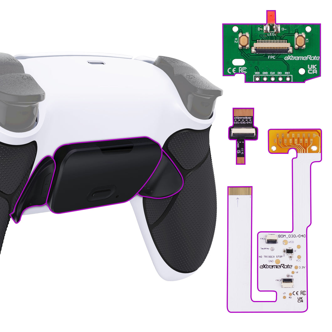 Rubberized White Black- Black Back Paddle Remappable RISE V3 Remap Kit for PS5 Controller BDM-030/040/050 - XPFU6010G4