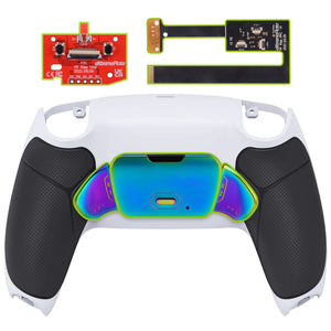 Rubberized White Black - Rainbow Aura Blue & Purple Real Metal Buttons (RMB) Version Rise 2.0 Remap Kit Compatible With PS5 Controller BDM-010 & BDM-020 - XPFJ7012 - Extremerate Wholesale