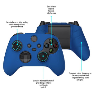 Blue Pure Series Anti-Slip Silicone Cover Skin With Black Thumb Grip Caps For Xbox Series X/S Controller-BLX3008 - Extremerate Wholesale