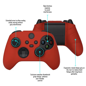 Passion Red Pure Series Anti-Slip Silicone Cover Skin With Black Thumb Grip Caps For Xbox Series X/S Controller-BLX3012 - Extremerate Wholesale