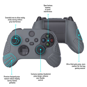 Guardian Edition Gray Ergonomic Silicone Case Skin With Black Joystick Caps For Xbox Series X/S Controller-HCX3006 - Extremerate Wholesale