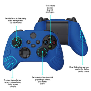 Guardian Edition Deep Blue Ergonomic Silicone Case Skin With Black Joystick Caps For Xbox Series X/S Controller-HCX3008 - Extremerate Wholesale