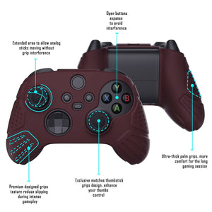 Guardian Edition Wine Red Ergonomic Silicone Case Skin With Black Joystick Caps For Xbox Series X/S Controller-HCX3011 - Extremerate Wholesale
