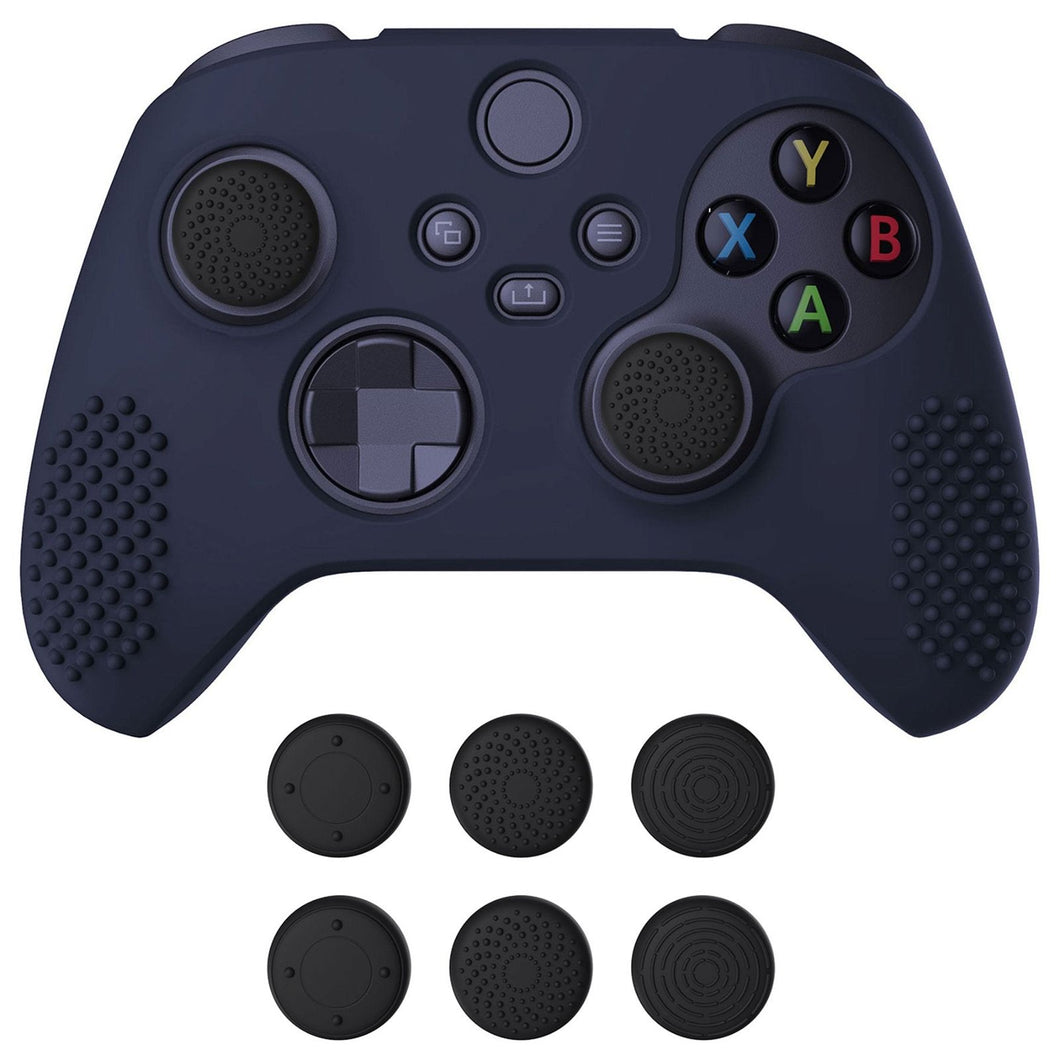 3D Studded Edition Midnight Blue Ergonomic Silicone Case Skin With 6 Black Thumb Grip Caps For Xbox Series X/S Controller-SDX3003 - Extremerate Wholesale