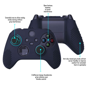 3D Studded Edition Midnight Blue Ergonomic Silicone Case Skin With 6 Black Thumb Grip Caps For Xbox Series X/S Controller-SDX3003 - Extremerate Wholesale
