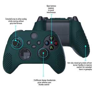 3D Studded Edition Racing Green Ergonomic Silicone Case Skin With 6 Black Thumb Grip Caps For Xbox Series X/S Controller-SDX3004 - Extremerate Wholesale