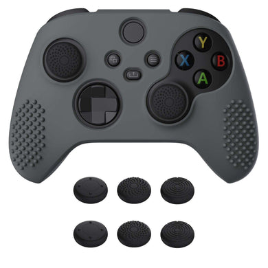 3D Studded Edition Gray Ergonomic Silicone Case Skin With 6 Black Thumb Grip Caps For Xbox Series X/S Controller-SDX3006 - Extremerate Wholesale