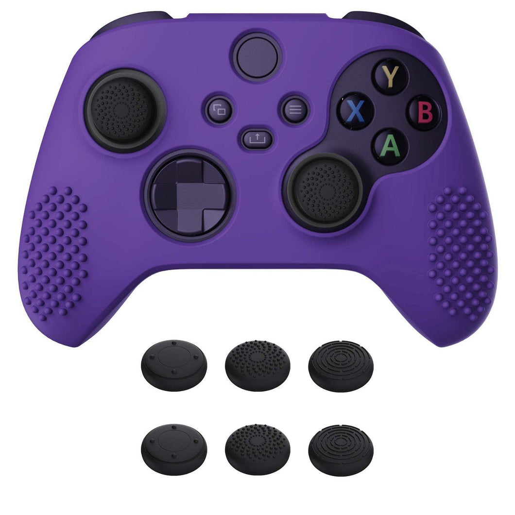 3D Studded Edition Dark Purple Ergonomic Silicone Case Skin With 6 Black Thumb Grip Caps For Xbox Series X/S Controller-SDX3007 - Extremerate Wholesale
