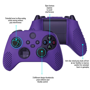 3D Studded Edition Dark Purple Ergonomic Silicone Case Skin With 6 Black Thumb Grip Caps For Xbox Series X/S Controller-SDX3007 - Extremerate Wholesale