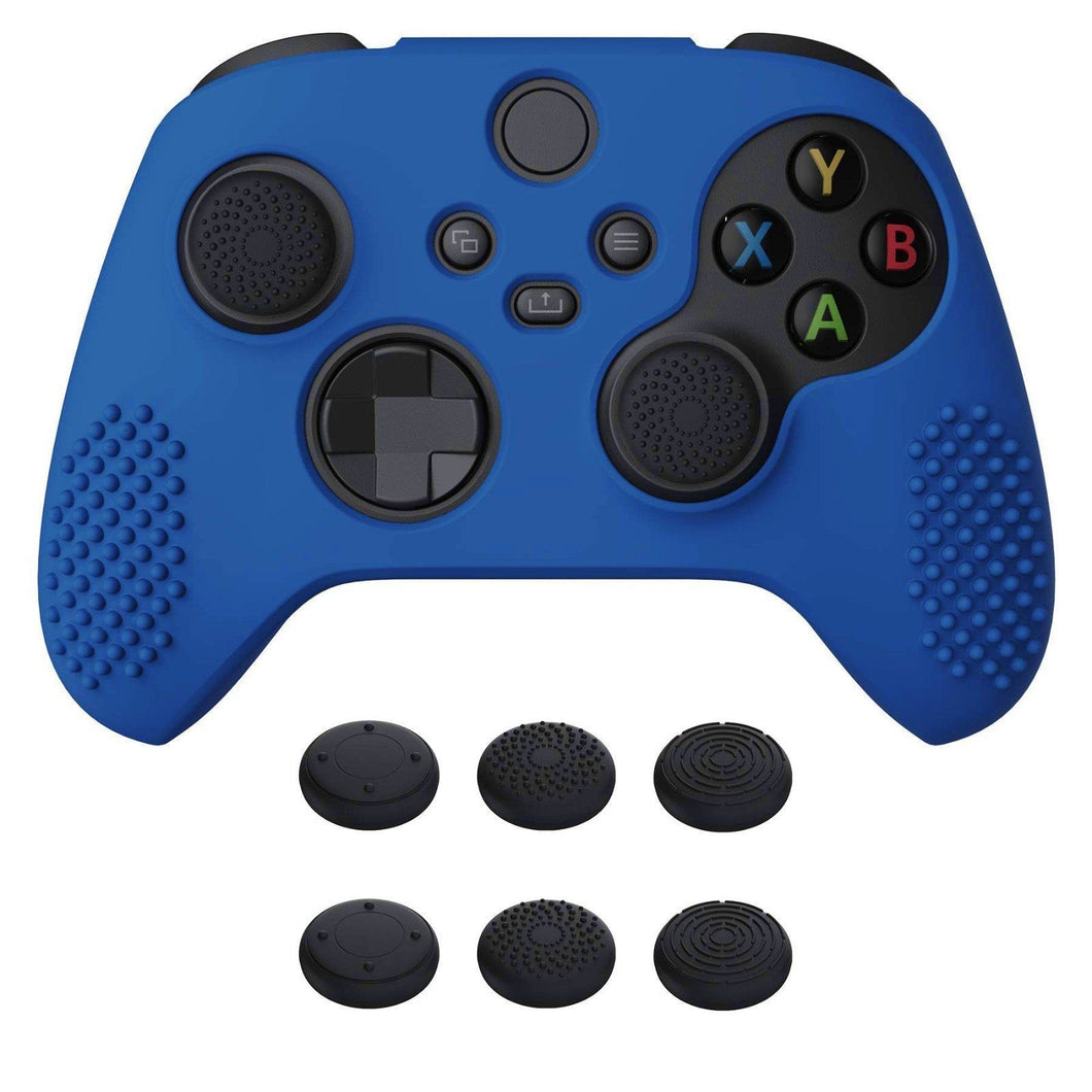 3D Studded Edition Deep Blue Ergonomic Silicone Case Skin With 6 Black Thumb Grip Caps For Xbox Series X/S Controller-SDX3008 - Extremerate Wholesale