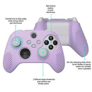 3D Studded Edition Mauve Purple Ergonomic Silicone Case Skin With 6 White Thumb Grip Caps For Xbox Series X/S Controller-SDX3009 - Extremerate Wholesale