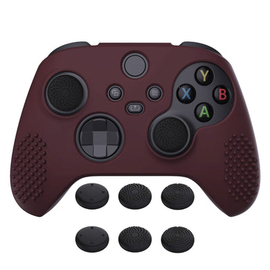 3D Studded Edition Wine Red Ergonomic Silicone Case Skin With 6 Black Thumb Grip Caps For Xbox Series X/S Controller-SDX3011 - Extremerate Wholesale