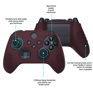 3D Studded Edition Wine Red Ergonomic Silicone Case Skin With 6 Black Thumb Grip Caps For Xbox Series X/S Controller-SDX3011 - Extremerate Wholesale