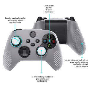 3D Studded Edition Clear White Ergonomic Silicone Case Skin With 6 White Thumb Grip Caps For Xbox Series X/S Controller-SDX3012 - Extremerate Wholesale