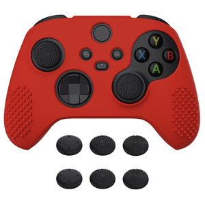 3D Studded Edition Passion Red Ergonomic Silicone Case Skin With 6 Black Thumb Grip Caps For Xbox Series X/S Controller-SDX3014 - Extremerate Wholesale