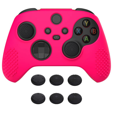 3D Studded Edition Bright Pink Ergonomic Silicone Case Skin With 6 Black Thumb Grip Caps For Xbox Series X/S Controller-SDX3019 - Extremerate Wholesale