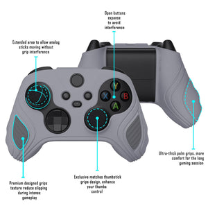 Scorpion Edition Metallic Gray & Dark Gray Anti-Slip Silicone Cover Skin With Black Thumb Grip Caps For Xbox Series X/S Controller-SPX3006 - Extremerate Wholesale