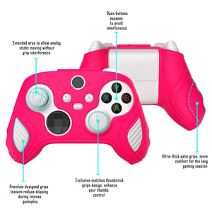 Scorpion Edition Bright Pink & White Anti-Slip Silicone Cover Skin With White Thumb Grip Caps For Xbox Series X/S Controller-SPX3008 - Extremerate Wholesale