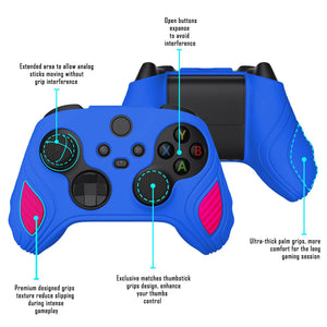 Scorpion Edition Primary Blue & Bright Pink Anti-Slip Silicone Cover Skin With Black Thumb Grip Caps For Xbox Series X/S Controller-SPX3010 - Extremerate Wholesale