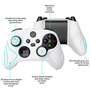 Samurai Edition White Ergonomic Silicone Case Skin With White Thumb Stick Caps For Xbox Series X/S Controller-WAX3002 - Extremerate Wholesale