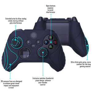 Samurai Edition Midnight Blue Ergonomic Silicone Case Skin With Black Thumb Stick Caps For Xbox Series X/S Controller-WAX3003 - Extremerate Wholesale