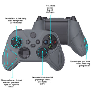 Samurai Edition Gray Ergonomic Silicone Case Skin With Black Thumb Stick Caps For Xbox Series X/S Controller-WAX3006 - Extremerate Wholesale