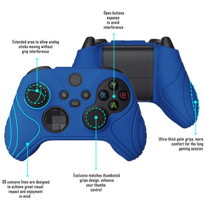Samurai Edition Deep Blue Ergonomic Silicone Case Skin With Black Thumb Stick Caps For Xbox Series X/S Controller-WAX3008 - Extremerate Wholesale