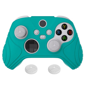 Samurai Edition Aqua Green Ergonomic Silicone Case Skin With White Thumb Stick Caps For Xbox Series X/S Controller-WAX3010 - Extremerate Wholesale