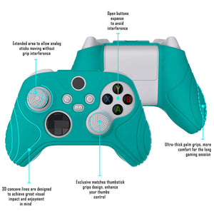 Samurai Edition Aqua Green Ergonomic Silicone Case Skin With White Thumb Stick Caps For Xbox Series X/S Controller-WAX3010 - Extremerate Wholesale