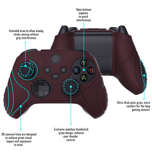 Samurai Edition Wine Red Ergonomic Silicone Case Skin With Black Thumb Stick Caps For Xbox Series X/S Controller-WAX3011 - Extremerate Wholesale