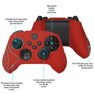 Samurai Edition Passion Red Ergonomic Silicone Case Skin With Black Thumb Stick Caps For Xbox Series X/S Controller-WAX3014 - Extremerate Wholesale