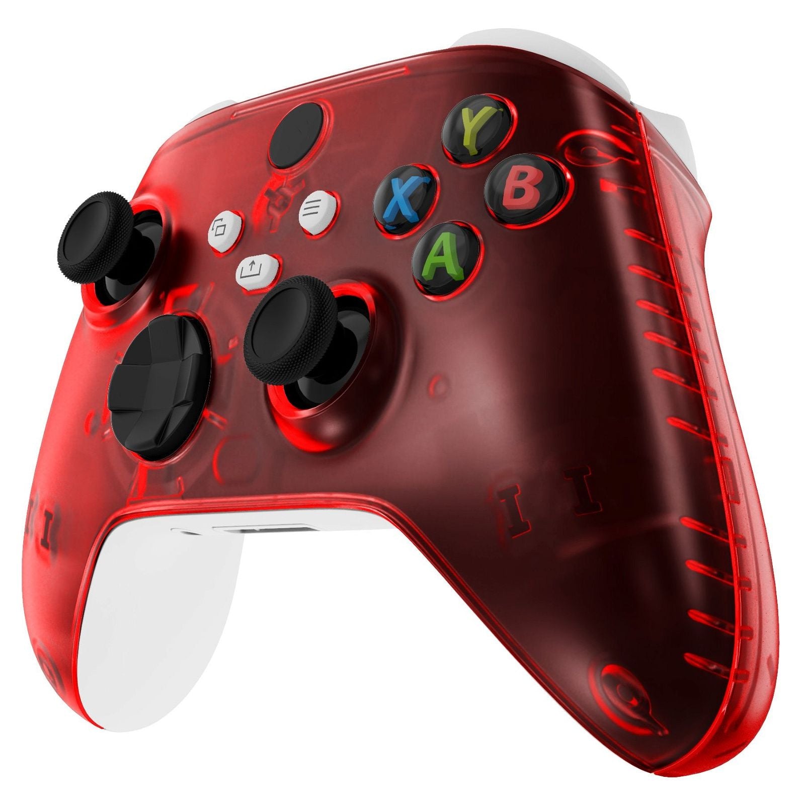 Clear Red Front Shell With Side Rails Panel For Xbox Series