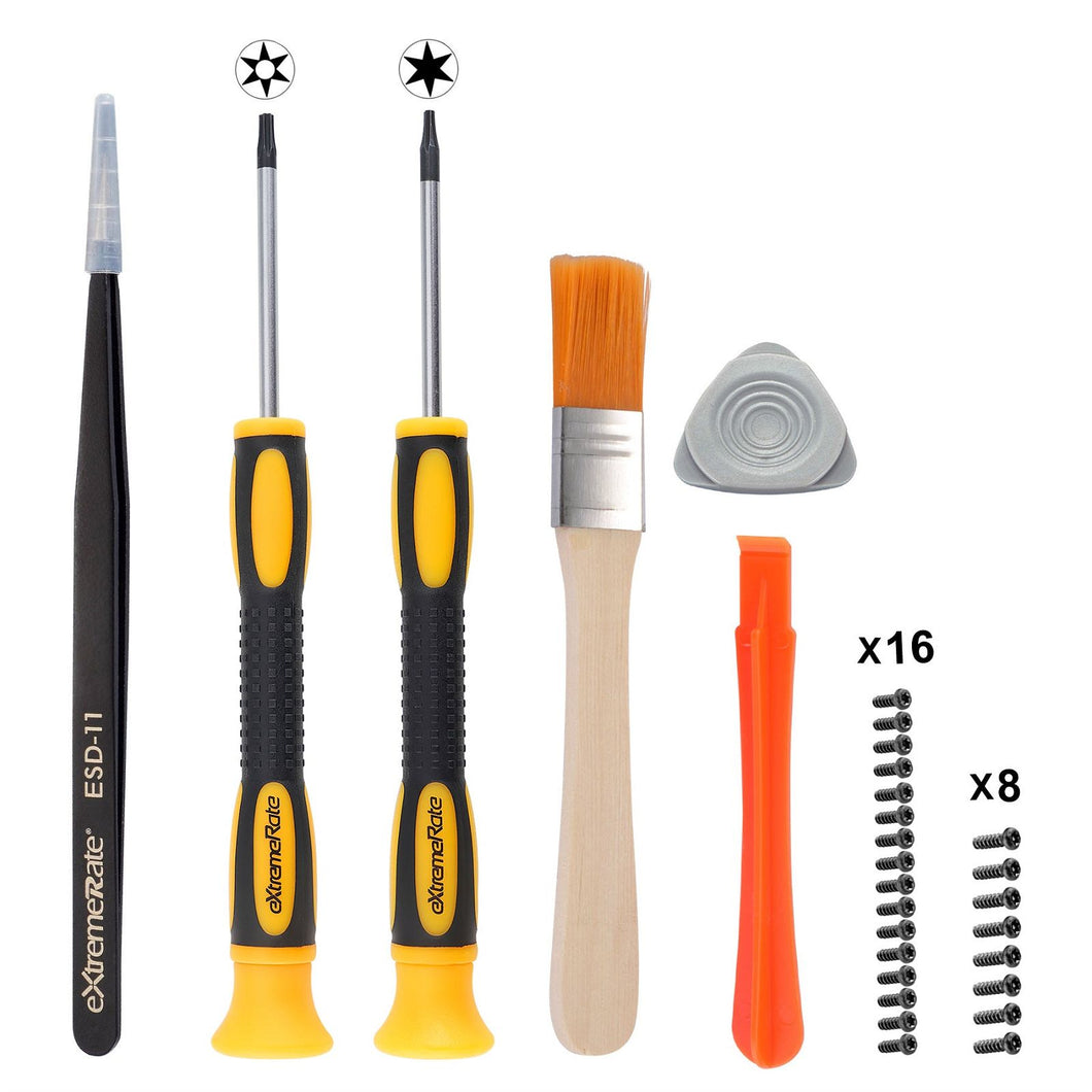 eXtremeRate Opening Tools Repair Kits T6 T8H Screwdriver Set & Tweezers & Prying Tool & Cleaning Brush & Screws for Xbox Series X/S & Elite 2 Core & Xbox One & Xbox One Elite& Xbox One X/S Controller - XBOWP0041GC - Extremerate Wholesale
