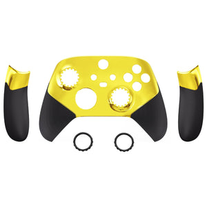 Chrome Gold ASR Version Performance Rubberized Side Rails Front Shell For Xbox Series X/S Controller With Accent Rings, Redesigned Grip Faceplate For Xbox Core Controller-ZX3C3008WS - Extremerate Wholesale