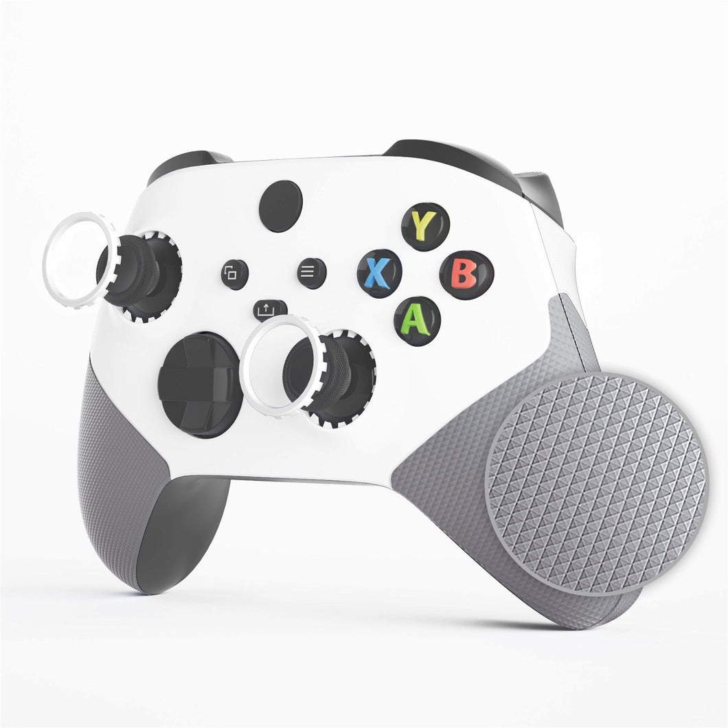 Rubberized White & Gray Grip ASR Version Performance Side Rails Front Shell For Xbox Series X/S Controller With Accent Rings, Redesigned Grip Faceplate For Xbox Core Controller-ZX3C3009WS - Extremerate Wholesale