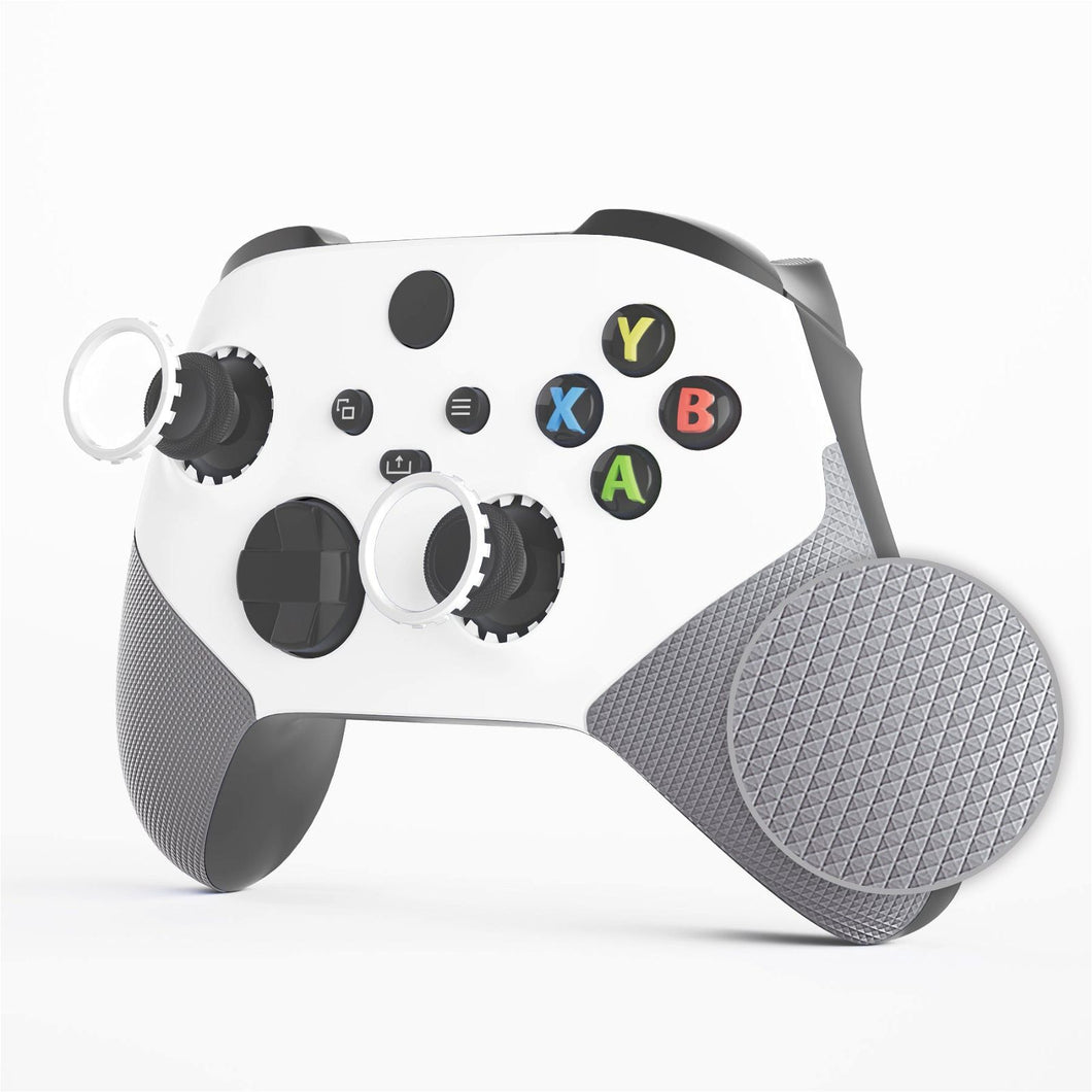 Rubberized White & Gray Grip ASR Version Performance Front Housing Shell With Accent Rings For Xbox Series X/S Controller & Xbox Core Controller-FX3C3009WS - Extremerate Wholesale
