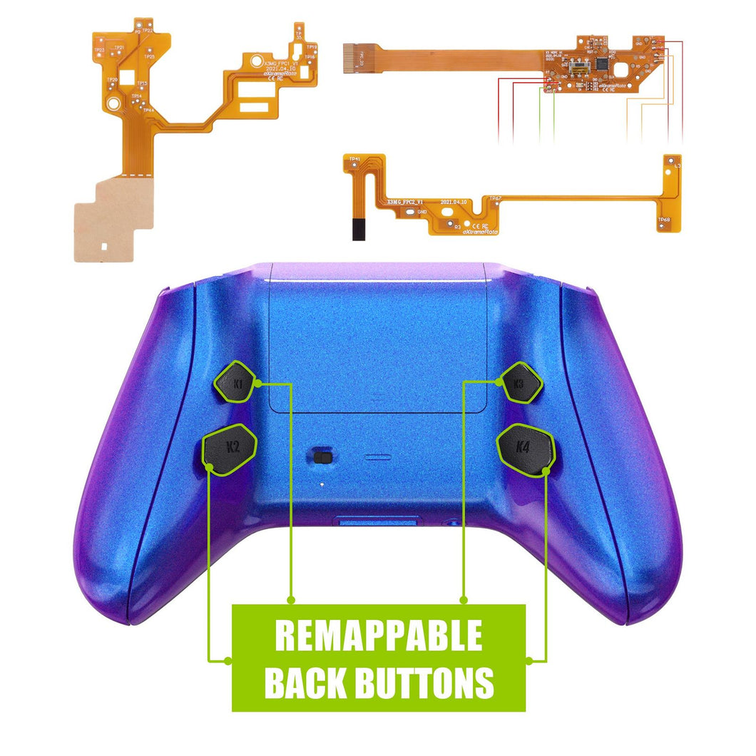 Glossy Chameleon Blue Purple Hope Remappable Remap Kit With Upgrated Boards + Redesigned Back Shell + Side Rails + Back Buttons For Xbox Series X/S Controller & Xbox Core Controller-RX3P3001 - Extremerate Wholesale