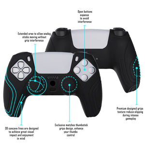 Samurai Edition Black Ergonomic Silicone Case Skin With Black Thumb Stick Caps For PS5 Controller-BWPF001 - Extremerate Wholesale