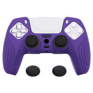Samurai Edition Dark Purple Ergonomic Silicone Case Skin With Black Thumb Stick Caps For PS5 Controller-BWPF007 - Extremerate Wholesale