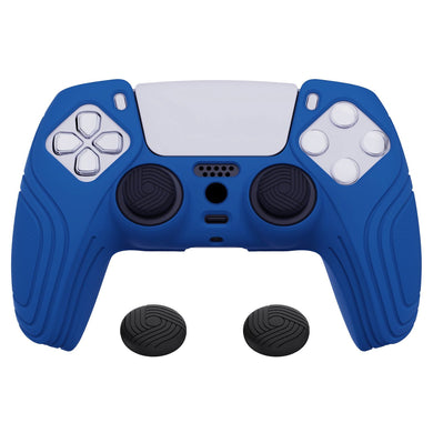 Samurai Edition Deep Blue Ergonomic Silicone Case Skin With Black Thumb Stick Caps For PS5 Controller-BWPF008 - Extremerate Wholesale