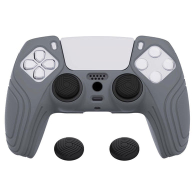 Samurai Edition Gray Ergonomic Silicone Case Skin With Black Thumb Stick Caps For PS5 Controller-BWPF006 - Extremerate Wholesale