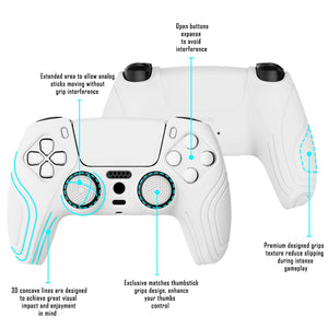 Samurai Edition White Ergonomic Silicone Case Skin With White Thumb Stick Caps For PS5 Controller-BWPF002 - Extremerate Wholesale