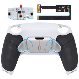 Silver Real Metal Buttons (RMB) Version Rise 4.0 Remap Kit With Upgraded Board + Black Rubberized Grip Back Shell + Remappable Back Buttons Compatible With PS5 Controller BDM-010 & BDM-020 - YPFJ7010 - Extremerate Wholesale