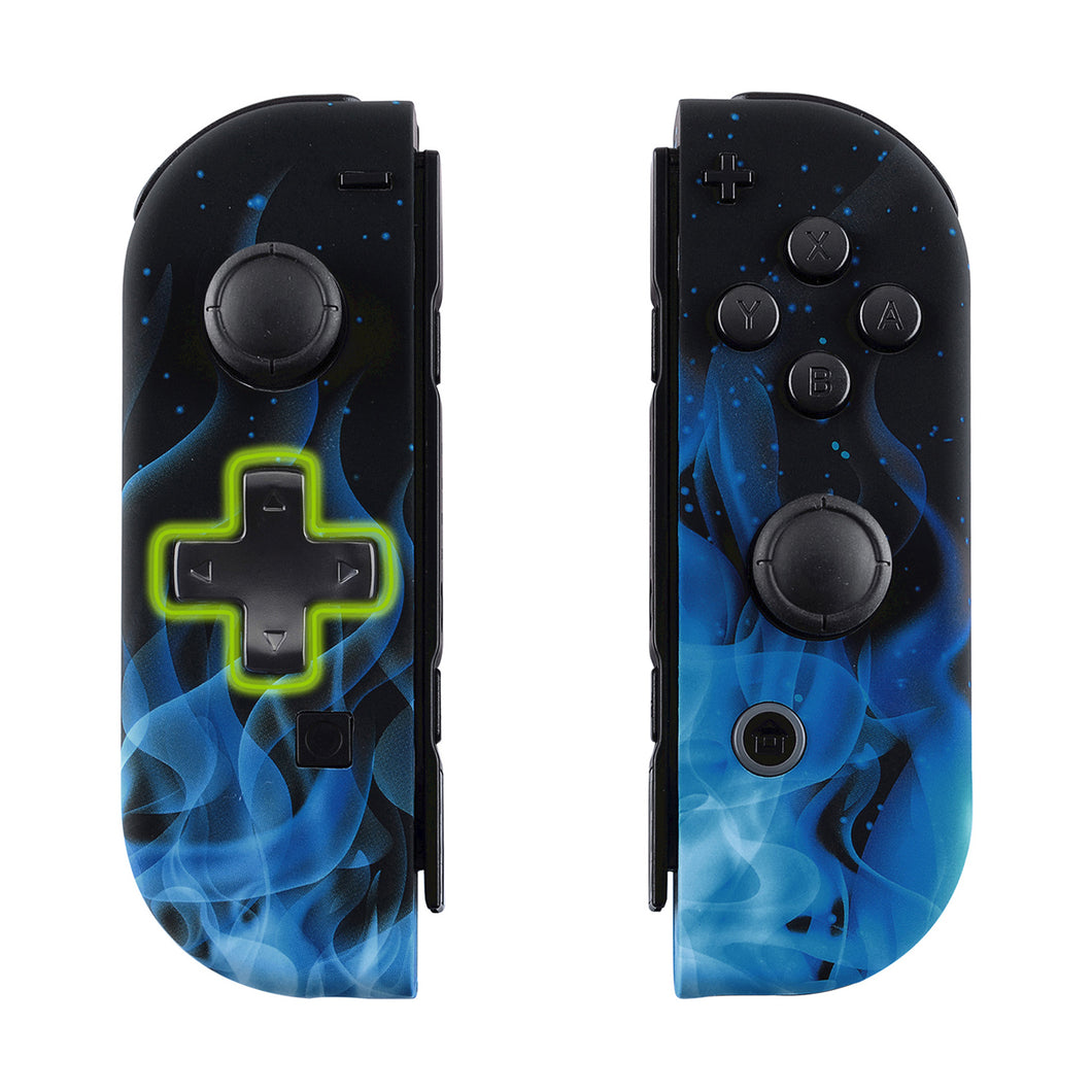 Soft Touch Blue Flame Shells For NS Switch Joycon & OLED Joycon Dpad Version-JZT101WS
