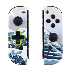 Soft Touch Great Wave Kanagawa Shells For NS Switch Joycon & OLED Joycon Dpad Version-JZT103WS - Extremerate Wholesale
