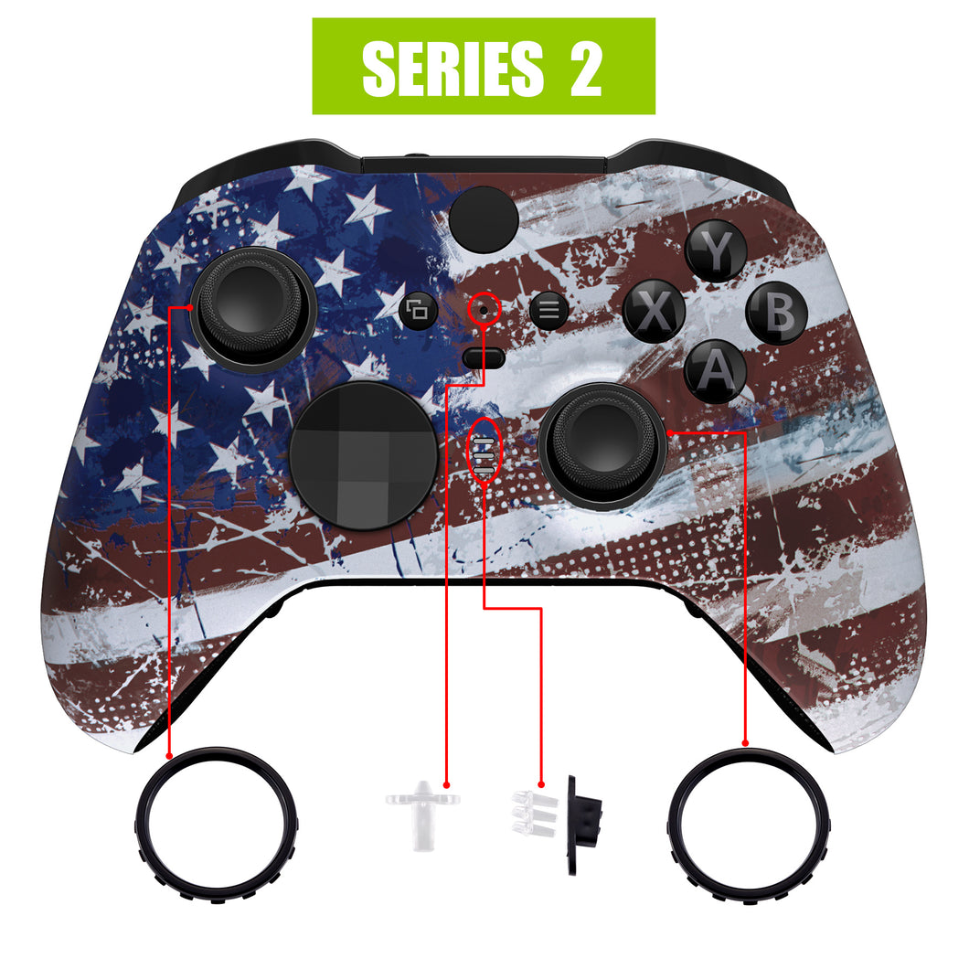 Soft Touch Impression US Flag Front Shell For Xbox One-Elite2 Controller-ELT146WS
