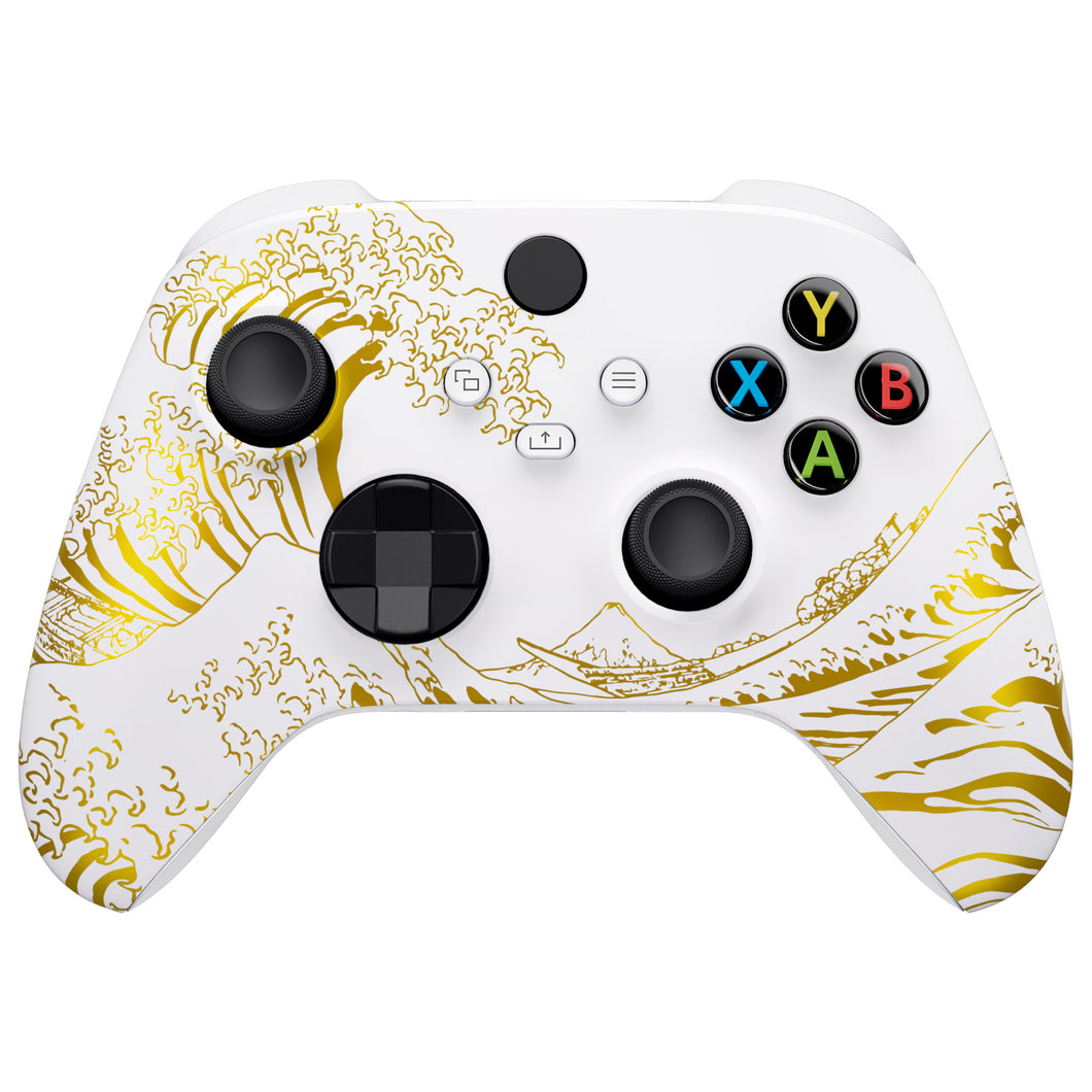 Soft Touch The Great GOLDEN Wave Off Kanagawa - White Front Shell For Xbox Series X/S Controller-FX3T189WS
